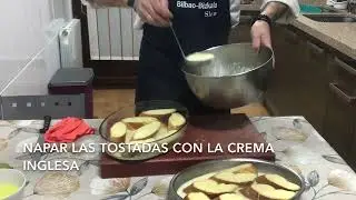 TOSTADAS DE PAN  DE NARANJA FRITAS ,CON HELADO DE NATA