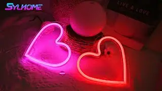 SYLHOME Pink & Red heart Led Neon Light Sign