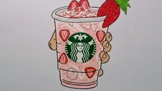 Как нарисовать розовый напиток Starbucks 🩷