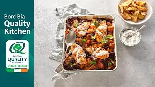 Sriracha chicken traybake with yogurt dressing