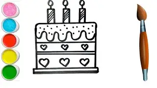 Cake drawing for kids | how to draw cake step by step for beginners | Kids drawing | Kids video ||
