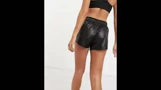 NIKE Sportswear Running Swoosh Shorts Sports Bra Women Shiny Black | Asos