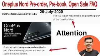 Oneplus Nord Pre-order, Full Amount Pre-book, Open Sale, Redeem Gifts and Free Bullets