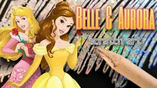 Aurora and Belle Disney Scratch Art Reveal for Kids