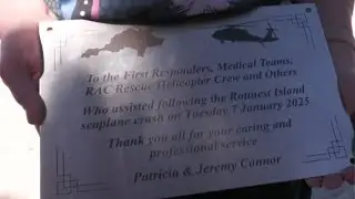 Rottnest Island crash survivors present plaque to first responders