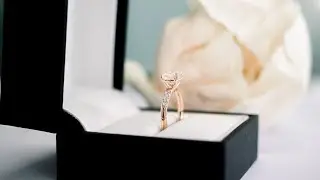 1ct Round Lab Grown Diamond Ring with Petite Reverse Taper Pav&eacute; in 14k Rose Gold | Ada Diamonds