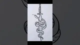Sword with snake tattoo drawing #shorts