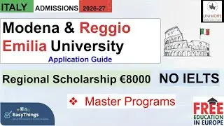 Modena e Reggio Emilia University, Admissions 2026, Master Programs| Application Guide, No IELTS