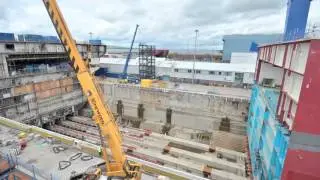 Skidding 13,000tonnes of aircraft carrier into place