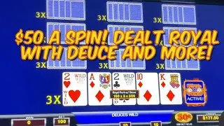 $50 A SPIN Ultimate X Video Poker | Two Handpays, Dealt Royal Flush with Deuce and More! #jackpot