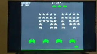 Space Invaders clone for DOS, running under RetroBoot/DOSBox Pure on my Playstation Classic.