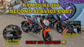 KTM DUKE 160 SECOND SERVICE COST ONLY 100 RUPEES 😂 | Duke 160 tail tidy and Lever guard modification