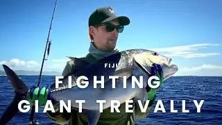 HUGE Fight with a GIANT TREVALLY In FIJI (Fiji: The Great Astrolabe Reef)