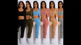 L287540 3 Piece Sweatshirts Tracksuits for Women Casual Long Sleeve Hooded Pullover Sets
