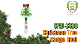 Christmas Tree Holiday Badge Reel &bull; Festive Glitter ID Holder for Nurses, Teachers & Staff