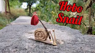 Whittling a Hobo Snail from tree branches with a pocket knife