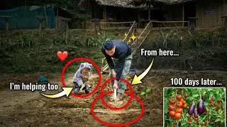Nick and the child begin their first crop on the 200m&sup2; plot of land.