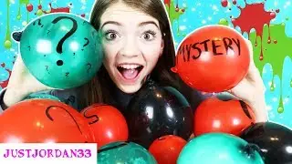 MYSTERY BALLOON SLIME!  Making CHRISTMAS SLIME with BALLOONS! / JustJordan33