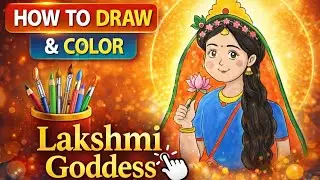 How to Draw Goddess Lakshmi 🌸 | Easy & Beautiful Coloring | Devotional Art