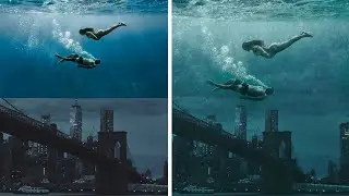 Photoshop Underwater Effects-Couple in City Photoshop Tutorials
