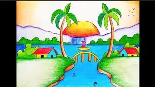 Beautiful scenery ✨ very easy to draw 🖍️
