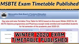 MSBTE Winter 2020 Exam Timetable Published | 2 Slots For Exam