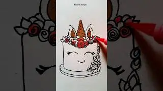 unicorn+cake 🦄+🎂...🤗 #shorts #painting #satisfying