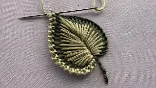 Cute leaf hand embroidery design||hand embroidery design|how to start hand embroidery design