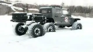 Winter RC adventure & drive stage Crossrc Jeep EMO XL2 6x6 #snow #apocalypse #gladiator 