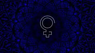 Planet Venus Symbol Forming with Mandala Background / Inverse Blue