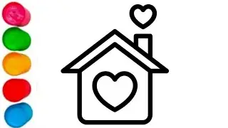 how to draw heart house drawing, painting, colouring for kids and Toddler| #house