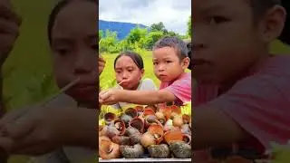 Asmr eating snails with vegetables delicious - Mukbang thai food