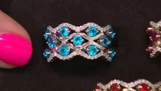 Exotic Gemstone & Diamond Wave Design Band Ring 14K Gold on QVC