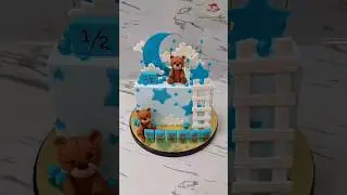 Half birthday Teddy Bear Theme Cake Ideas, #Cartoon #partycake #ytshorts #cakedecorator #instagram