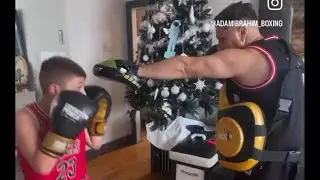 Father and son boxing training at home 🥊💥