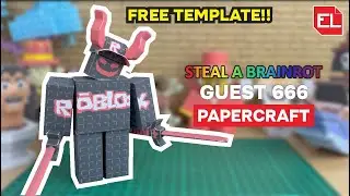 How to Make Guest 666 Paper Craft (FREE TEMPLATE) - Steal a Brainrot | Roblox | DIY | Tutorial