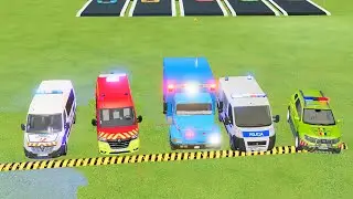 Moving All Police Cars and Ambulances with Mercedes Trucks | FS22