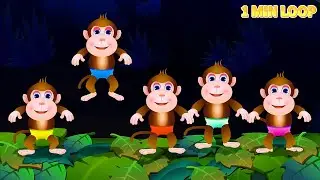 🐒[1 MIN LOOP] 5 Little Monkey Remix Fun Sound Variations | Several Versions Music @MonkeyRhymesHub