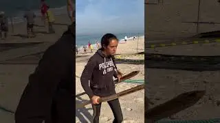 Torreira Portugal beach traditional fishing. The net ripped. Entire catch lost!!