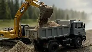 Truck JCB Realistic Construction Video | Mud Road Challenge #cartoon #truck #tractor #toy #chotababy