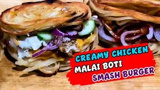 Creamy Chicken Malai Boti Smash Burger 😋  Dubai Style Paratha Burger  Must Try Street Food! | MFS