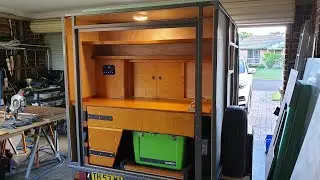 DIY Square Drop Camper Trailer build 2021, Making the Sliding Galley Doors.