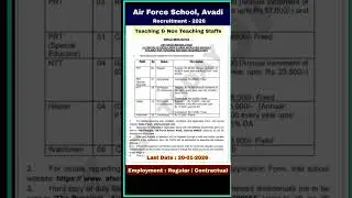 Air Force School Avadi Recruitment 2026 Teaching and Non Teaching Posts #iaf #tngovtjobs #avadi #gk