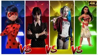 Tiles Hop edm Rush-Ladybug🆚 Wednesday🆚 Harley quinn🆚Moana 💥