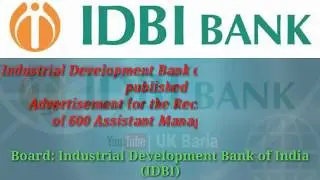 IDBI Bank 600 Assistant manager post 2019 // Bank Job //