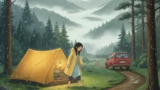 Rainy Mountain Camping 🌧️ | Indian Girl Solo Trip | Ghibli Style