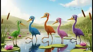 Five Little Herons Stalk Stalk Stalk | Nursery Rhymes for Kids & Baby Songs