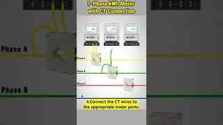 1 Phase kWh Meter Connection with Current Transformer | CT Meter Installation #shorts #wiring