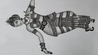 How to draw MANDALA ART inspired by Indian traditional dance/freehand drawing/basic mandala patterns
