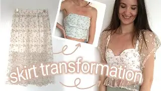 skirt transformation - DIY BUSTIER TOP - skirt upcycle, refashion - DIY backless top